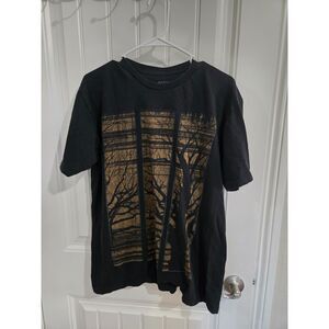APT.9 Men’s XL Black Graphic T-Shirt Tree Window Print 100% Cotton Short Sleeve